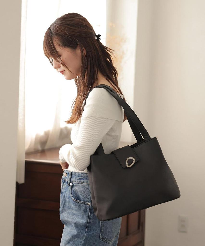 Altro Rose Black Tote Bag for Women, 2-Way, Studded Tote Bag with Shoulder Strap, Large Capacity, A4 Size, Cute, Perfect for Commuting to Work or