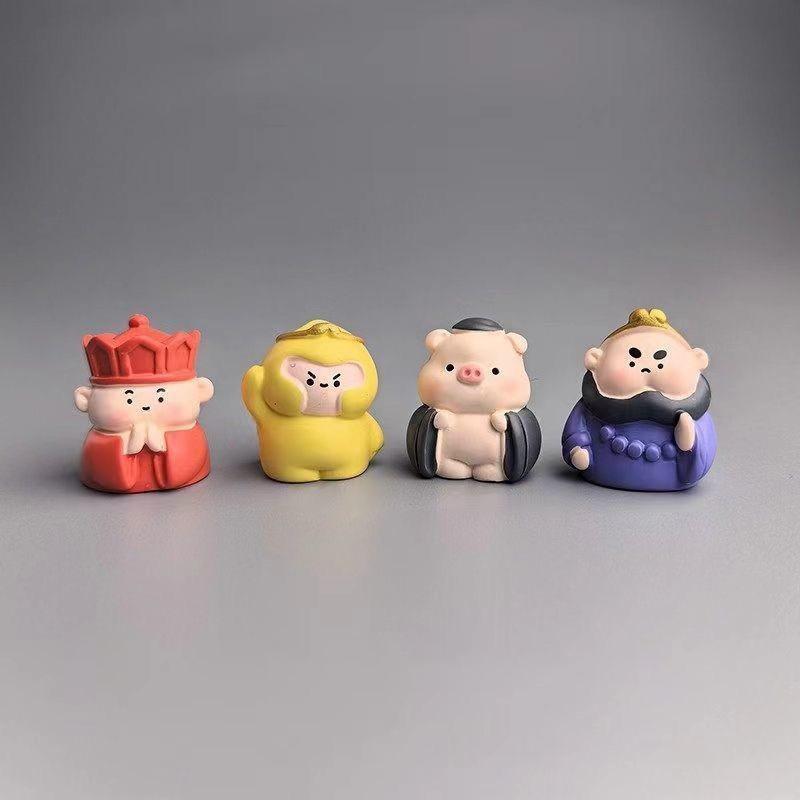 Cute Mini Statue Model Cartoon Monkey King Pig Baobao Characters Micro Craft Role Play Home DIY Decorative Accessories