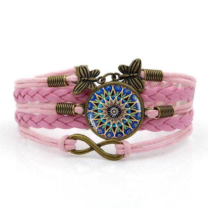 Bohemian Mandala Time Gemstone Braided Bracelet Female Europe And The United States Retro Infinity Symbol Butterfly Hand Jewelry