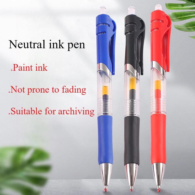 

10PCS Push Neutral Pen Large Capacity Bullet Carbon Signature Pen Business Office Black Pen Quick Drying Smooth 10pcs чорний