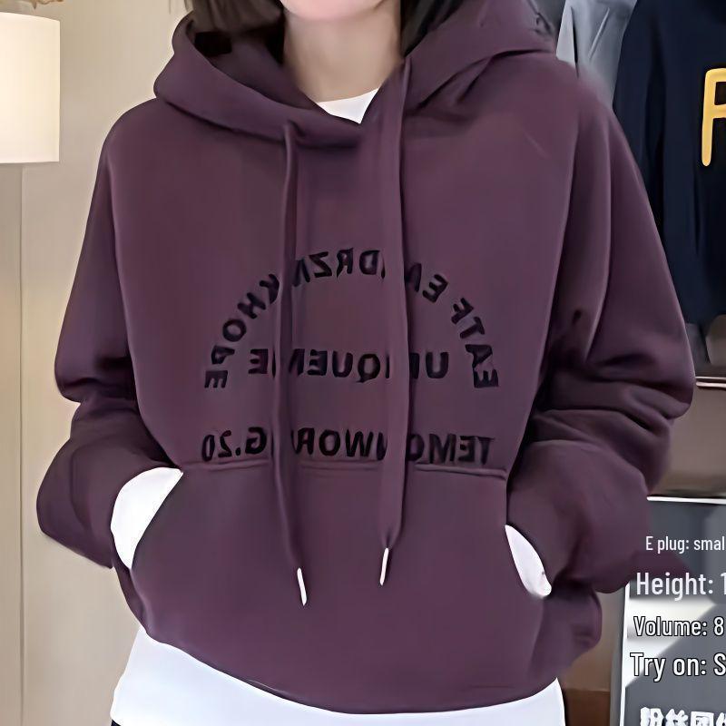 

Women s Retro Hooded Fleece Lined Sweatshirt - Autumn/Winter 2025 Fashion, Loose Fit M