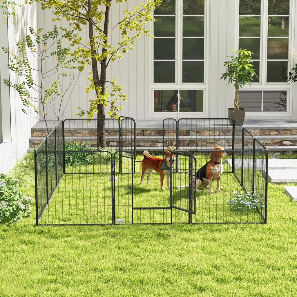 12 Panels Heavy Duty Puppy Playpen, for Small Dogs, Indoor and Outdoor Use - Silver