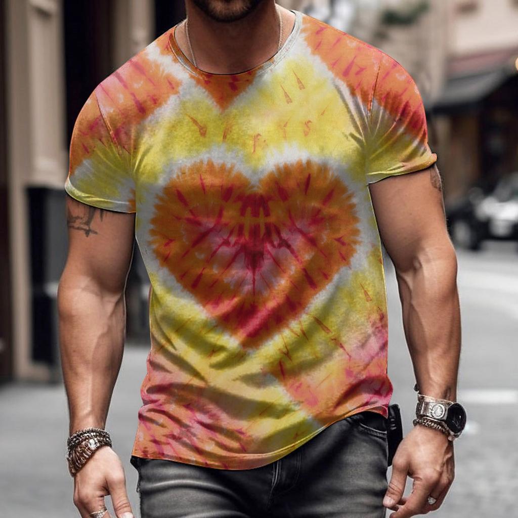 New Valentine's Day Colorful Love T Shirt 3D Print Men Women T-shirts Summer Round Neck Short Sleeve Tops Kids Tees Man Clothing