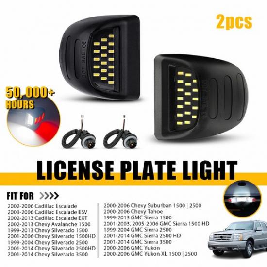 LED Plate Light License Tag W/Wiring Lamp 2002-06 Harness For Cadillac Escalade