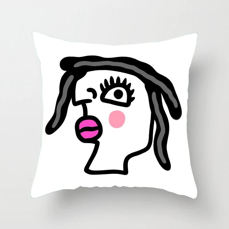 Abstract Emoticon Pattern Pillowcase Car Ornaments Office Living Room Home Pillowcase