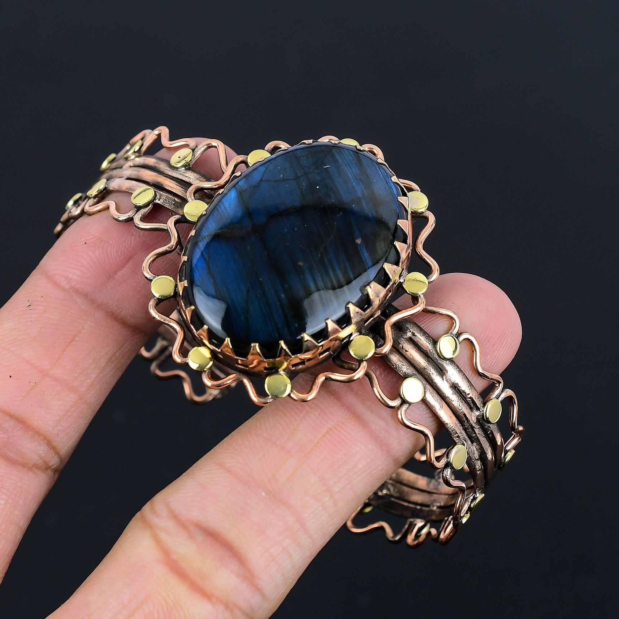 

Браслет из лабрадорита, обернутый медной проволокой 999 пробы, Ювелирное изделие ручной работы из драгоценных камней, Подарки для жены, Совершенно новые серьги