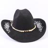 Popular Chapéu de Cowboy Ocidental Clássico Europeu e Americano de Camurça para Homens e Mulheres com Aba Larga Bordado Chapéu de Sol para Exterior