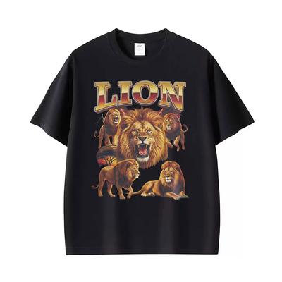 African Safari King Vintage Lion Graphic T Shirt Unisex Classic Fashion Oversized Tshirts Unisex Casual Cotton Short Sleeve Tshirt