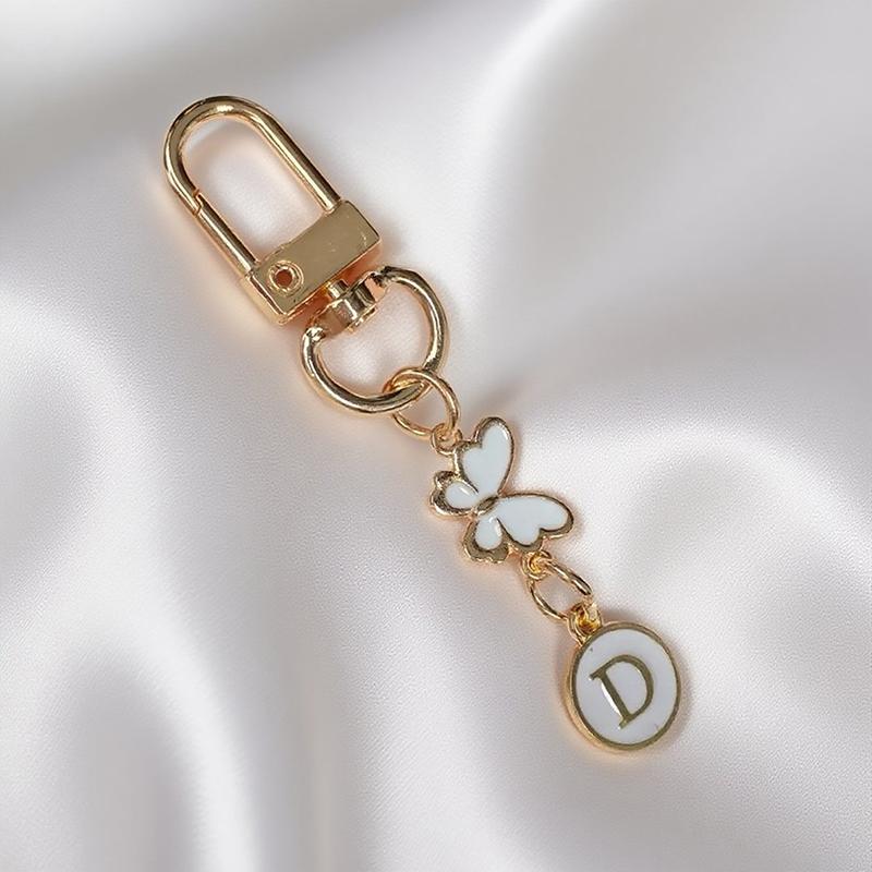 Metalowy Brelok z Literą Motyla A-Z 26 Liter Brelok Urok Uchwyt na Klucze Samochodowe Zawieszka do Torby Akcesoria Biżuteria Prezent