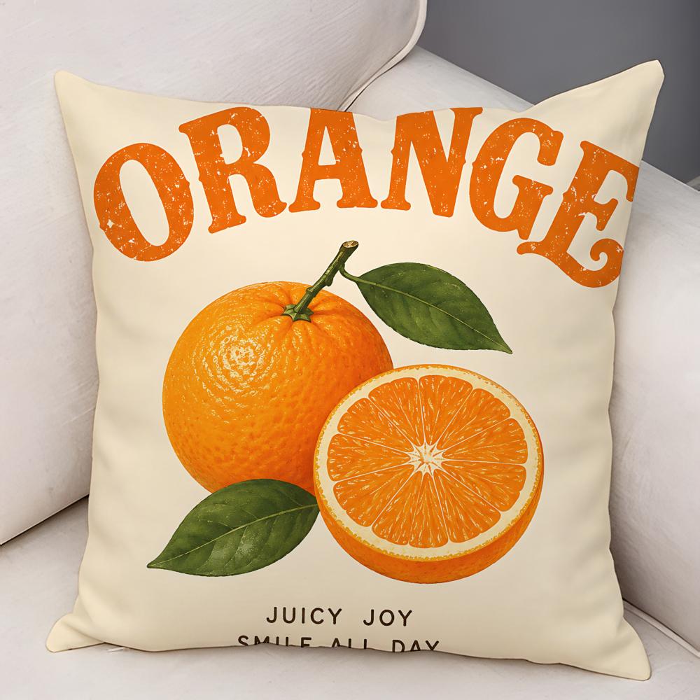 Fashion Cherry Lemon Peach Cushion Cover Natural Linen Organic Fabric DoubleSided Printing Breathable For Decor