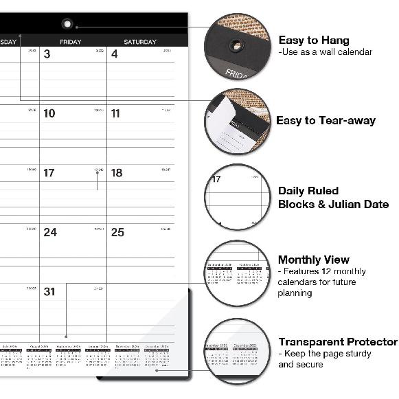Desk Calendar 2025 - JAN. 2025 - DEC. 2025, 12 Monthly Calendar 2025,17" X 22", 2025 Large Desk Calendar with Thick Paper, Calendar with Corner