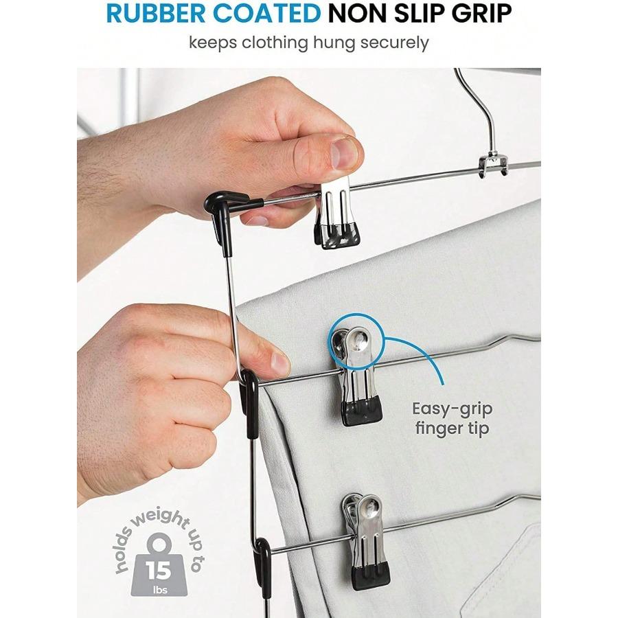 6-Tier Black Metal Skirt/Trouser Clip, Multi-Functional Storage Hanger