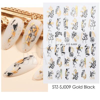 Graffiti Strips Nail Stickers for Women Nail Art Decorations Rose Gold Abstract Line Spring 3D Slider for Manicure Polish Tattoo