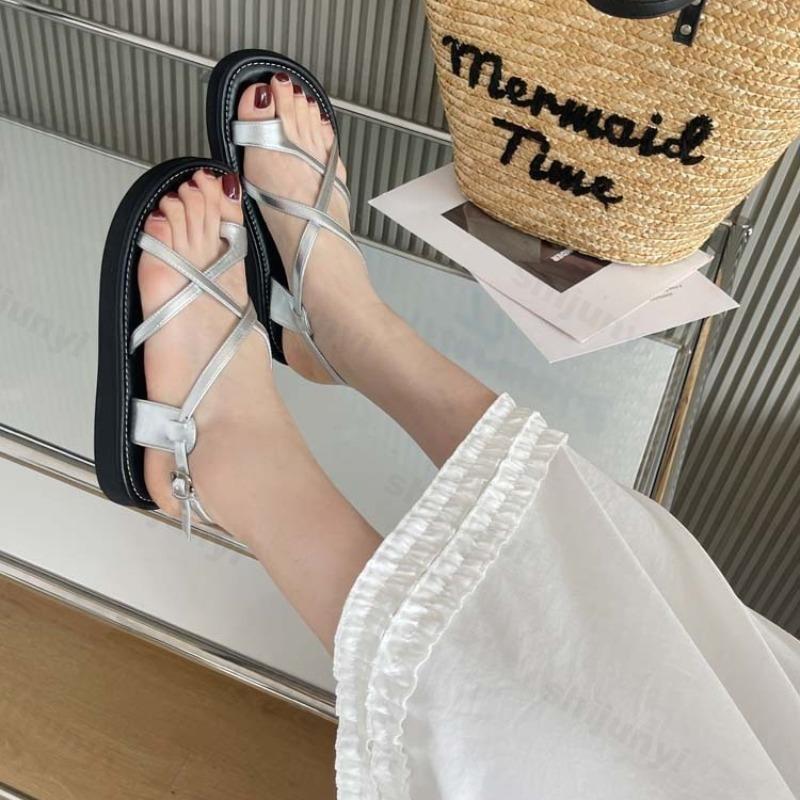 Fashion 2025 Summer New Roman Style Open Toe Cross Strap Casual Sandals for Women Comfortable Versatile Outdoor Beach Fashion Cool Shoes