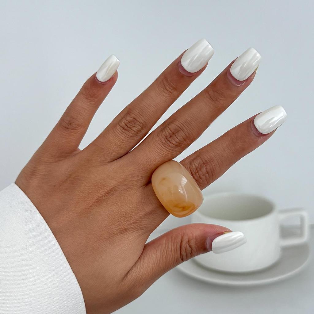 Retro Stackable Transparent Resin Ring: Colorful Arc Wide Band