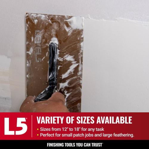 LEVEL5 Drywall Trowel | Triple-Hardened Stainless Steel with Impact-Resistant Handle | Sheetrock, Gypsum Board, Plasterboard | 4-963 41cm (16")