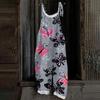 Women's Jumpsuit Christmas Print Casual Loose Vintage Shoulder Strap Cotton Linen