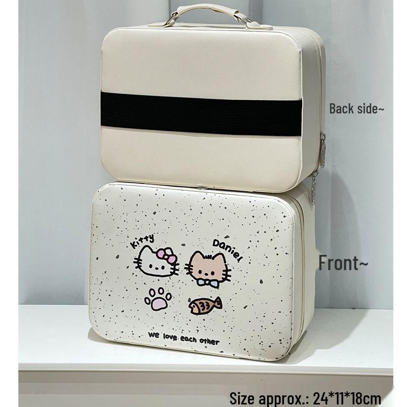 Large Capacity Cute Handbag Makeup Case with Mirror - Portable Travel Cosmetics Bag