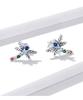 Colorful Dragonfly Sterling Silver Stud Earrings with Zircon Inlay