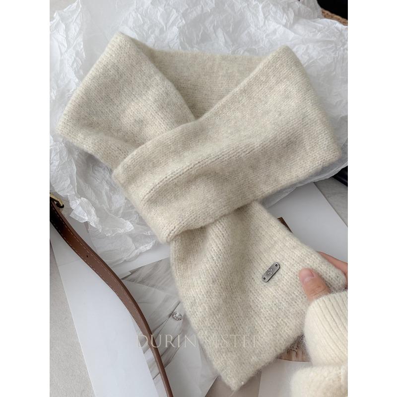 Wool Knitted Blended Red Small Scarf with Ear Piercing Holes for Winter Warmth A Family and Children's Scarf