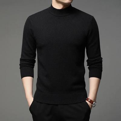 Autumn Winter Men Turtleneck Pullover Sweater Solid Color Thick Warm Bottoming Shirt Clothes