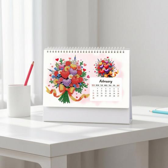 Sada stolního kalendáře Diamond Art, Kreativní sada kalendáře Diamond Art na rok 2027, 12 měsíčních kalendářů od ledna do prosince, Samostatně vyráběný stolní kalendář pro dekoraci domácí kanceláře