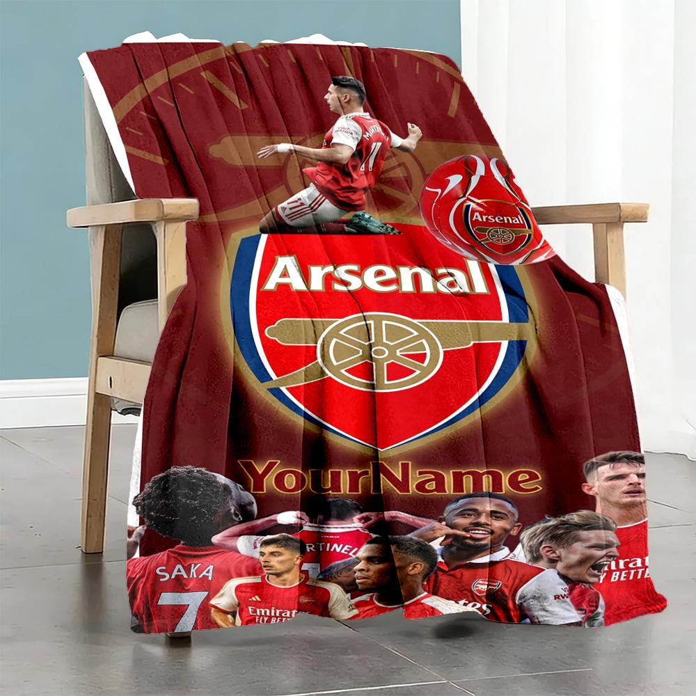 Arsenal Personalisierte Namensdecke Überwurf Personalisierte Decke Weich & Gemütlich Vielseitig für Heimdekoration Wohnzimmer Bettwäsche Stuhl Vier Jahreszeiten Mehrzweck