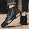 FashionMen Retro Work Shoes high top Autumn Winter Thick Bottom High Top cotton Casual Boot Leather Boots Chelsea plush warm Boots
