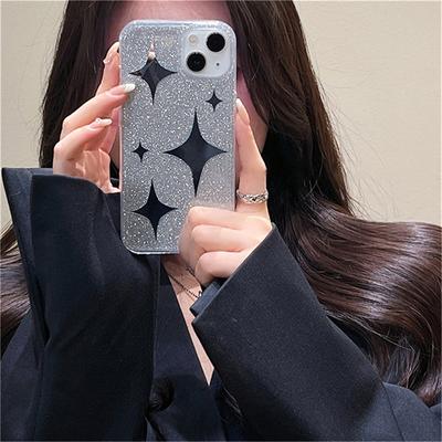 Ins Korean Cute Star Mirror Glitter Phone Case pentru Iphone 14 13 12 11 Pro Max Bling Stars Silver Shockproof Soft Cover Funda