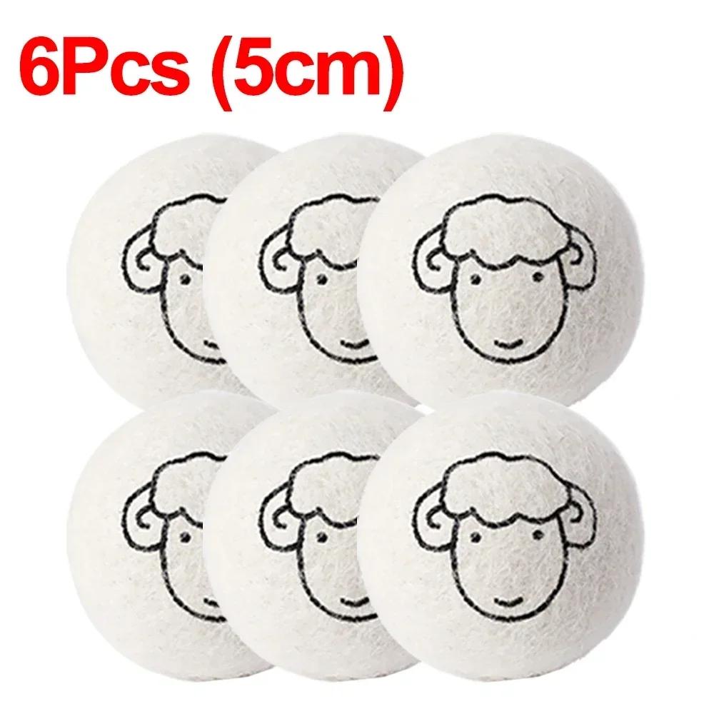 Reusable Wool Dryer Balls 6Pcs, Natural Clothes Softener, Eco Friendly Laundry Balls for Washing Machine, Energy Saving,