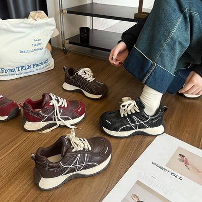 Mode Dames Casual Schoenen Herfst Nieuw Buiten Antislip Platform Sneakers Hoogte Verhogend Comfortabel Vetersluiting Gevulkaniseerde Schoenen
