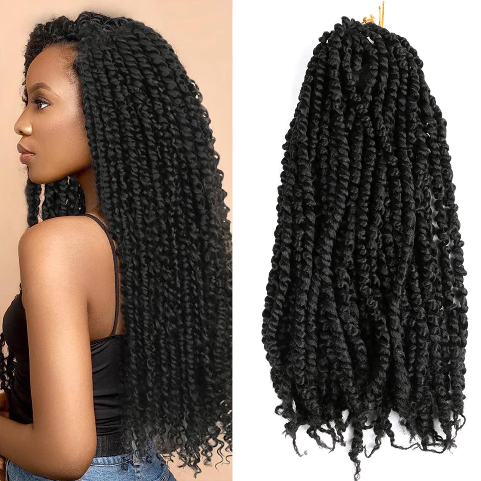 

18 дюймів, 11 ниток/упаковка Passion Twist Crochet Hair, попередньо закручені синтетичні коси гачком, нарощене волосся (Повна головка 5-8 упаковок)