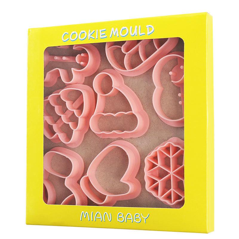 8 stk julekjekskjæresett Plast Trykkbare julekjekskuttere