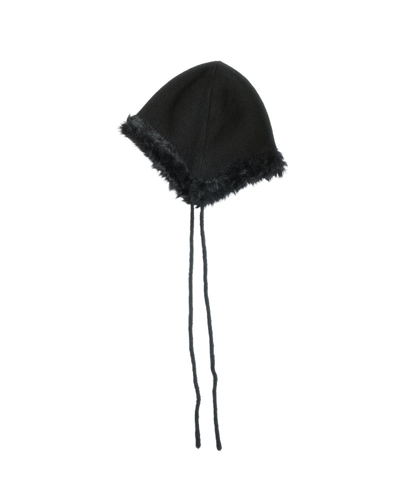KOOKEESEE Furry Knit Trooper Hat (Black)