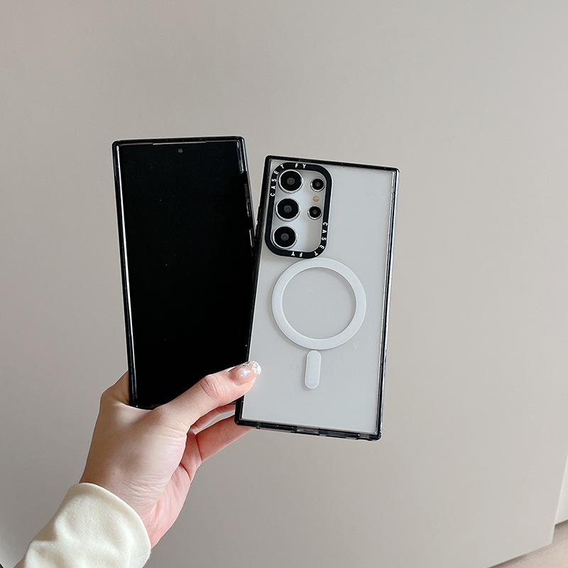 Magnetic Simple Material Suitable for Samsung S23 Ultra Mobile Phone Case 24 Galaxy Protective Case S22 Hard