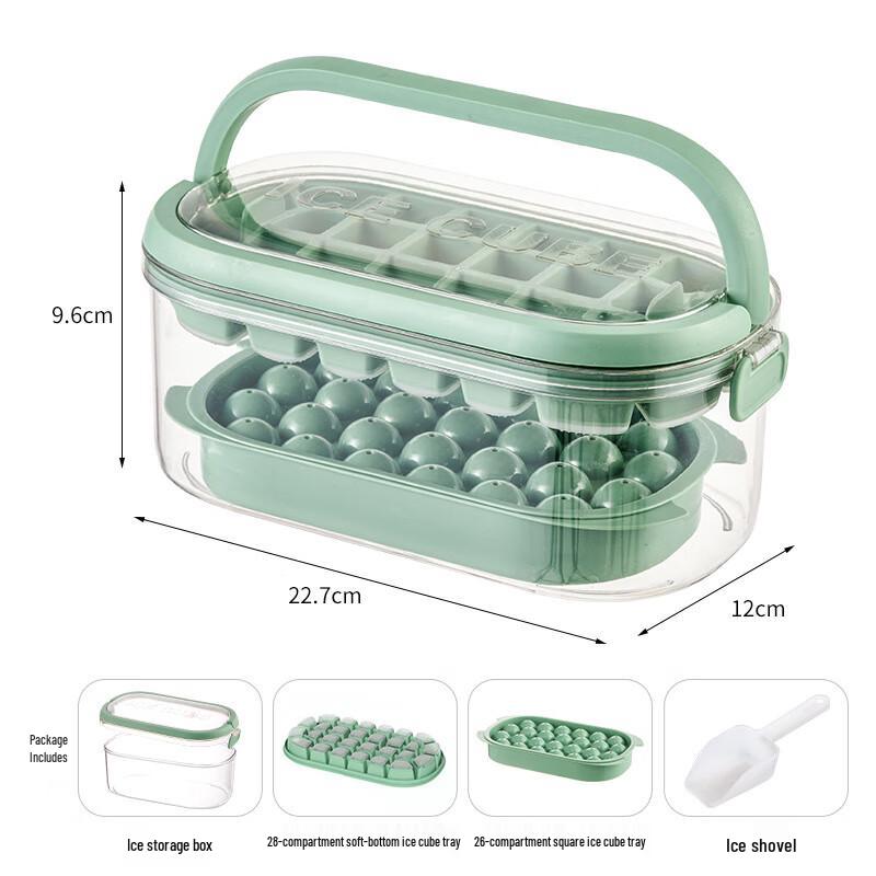 ZISIZ Portable Soft Bottom Ice Cube Tray & Storage Set