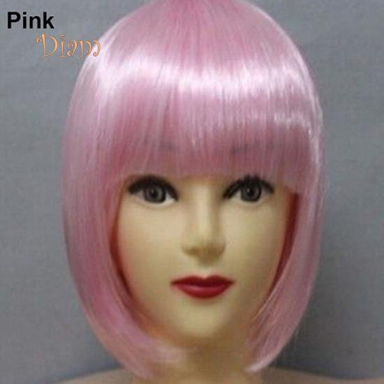 Tenfyer Fashion Women's Sexy Full Bangs Kort Rett Parykk BOBO Cosplay Party Full Parykker