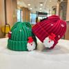 Soft Red Knitted Woolen Hat Plush Big Pullover Hat Fashion Christmas Plush Cap  Winter