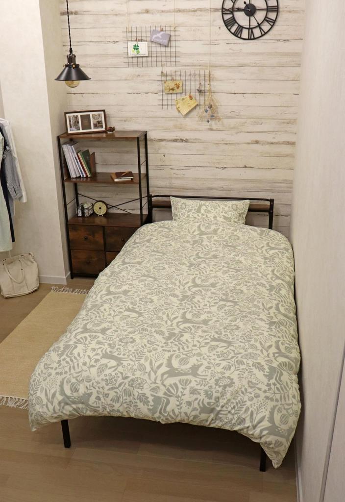 Husă de pilotă single din bumbac, fabricată în Japonia, CAMEL PALMS, 150 x 210 cm, cu închidere ușoară, Animale din pădure, 100% pornire/oprire