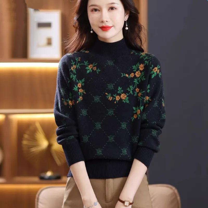 Embroidered Short Women Sweater Spring And Autumn Slim Warm Bottoming Shirt With Loose Top Knitting Pullover