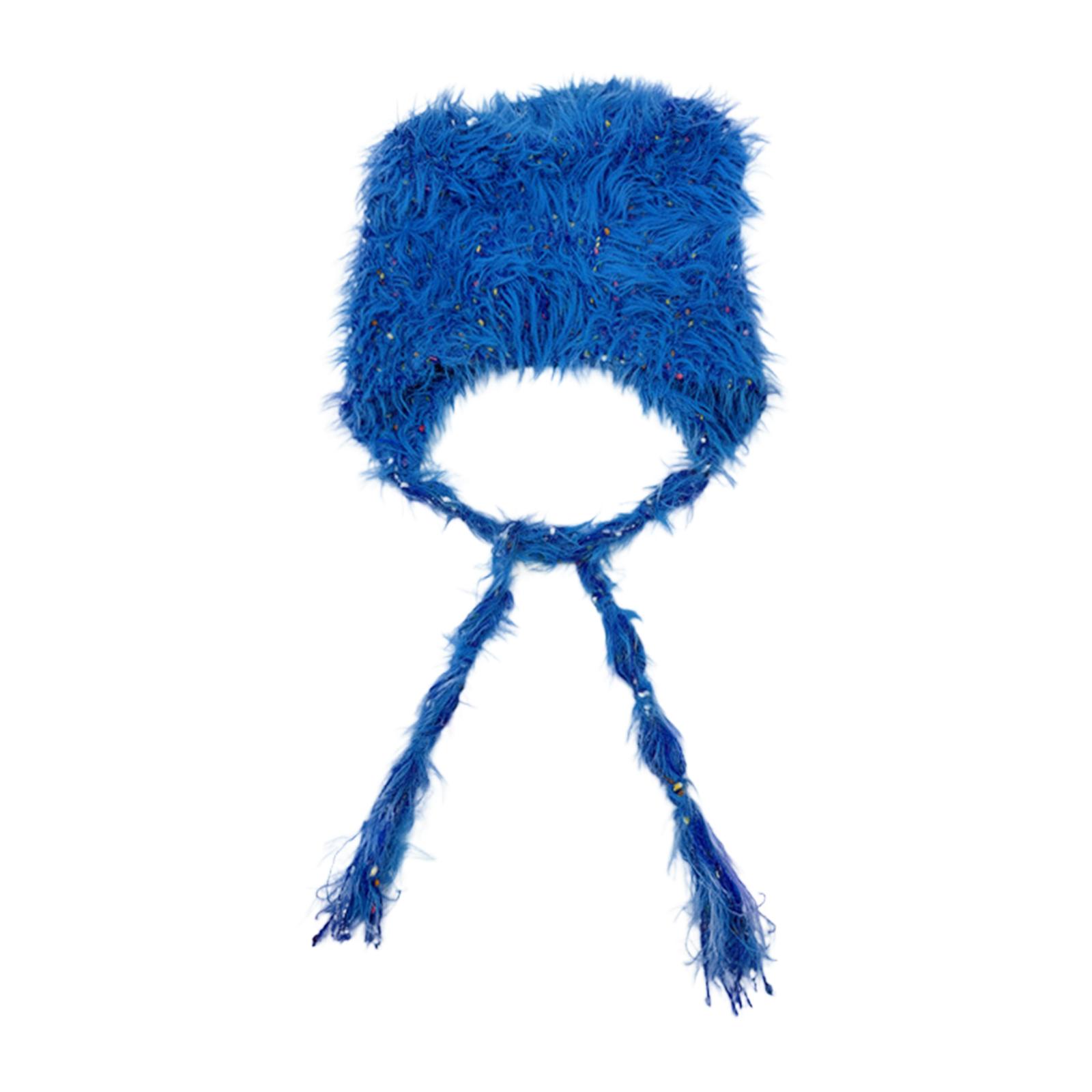 

Furry Bear Hats Headdress Photo Props DIY Handmade Headwear Photo Props Accessories Camping Skiing Hat 1 синий