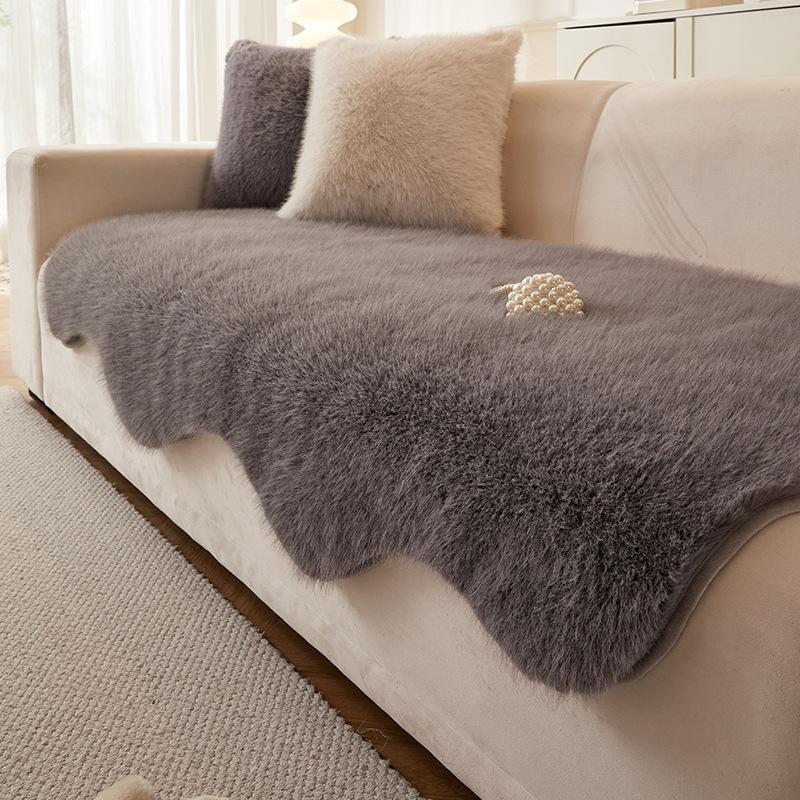 Unregelmäßiges Luxus Nerz Samt Sofakissen Hohe Qualität Winter Warm Weich Couchkissen Rutschfest Plüsch Sofabezug Für Wohnzimmer Polster 90*120cm gray