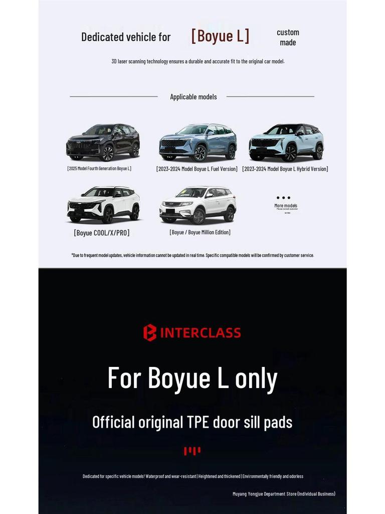 Compatible TPE Floor Mats for 2025 Geely Boyue L - Complete Interior Set