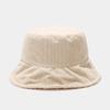 Female Warm Hats Solid Color Streetwear Warmer Folding Big Wide Visor Flat Hats New Plus Plush Corduroy Bucket Hats Accessories