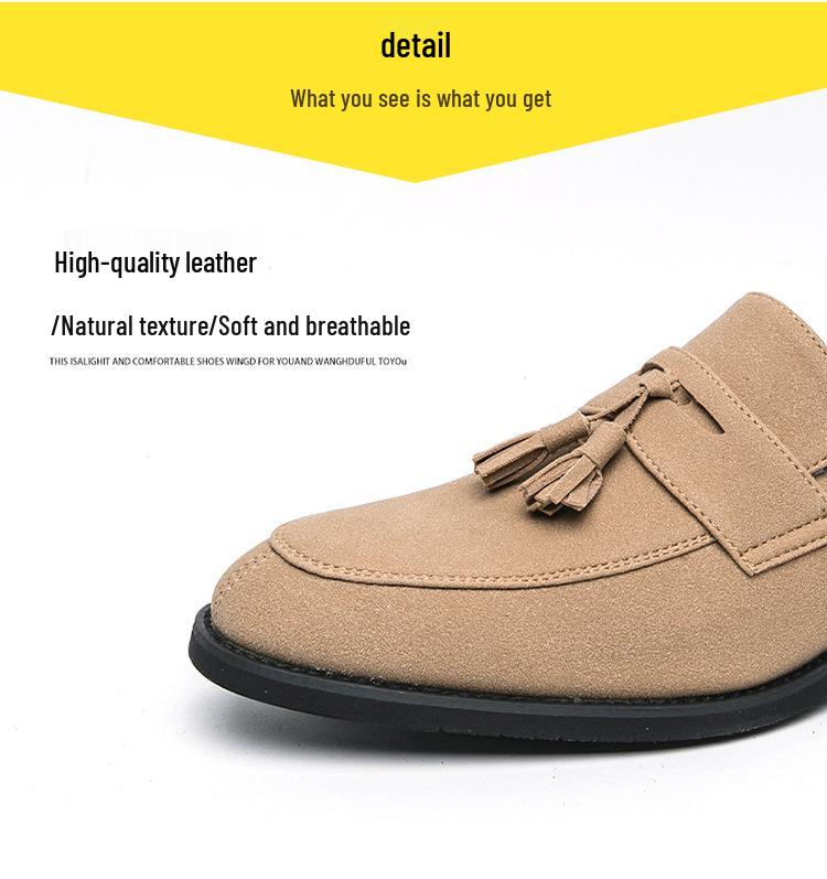Men's Plus Size Matte Leather Tassel Loafers: Pointed Toe Business Casual Dress Shoes