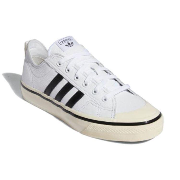 Adidas Originals Nizza Rf 74 Leather Comfortable Casual Durable Low-Top Skate Shoes Unisex Sneakers White Black GX1951