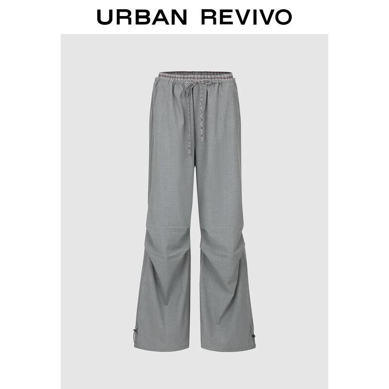 UR Women s Winter Patchwork Plaid Drawstring Wide-Leg Pants