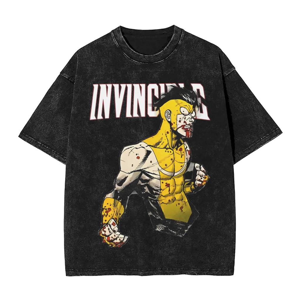 Invincible Cartoon Comic Mark Grayson Shirt Harajuku Style for Men Women Pure Cotton T-Shirts Tee Clothing Men Clothing