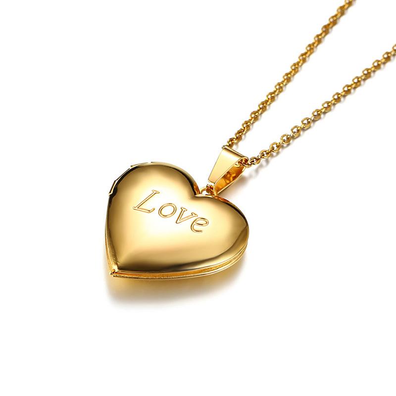 Vnox Monogram Floral Oval Heart Locket Pendant Necklaces for Women Men, Stainless Steel Photo Frame Promise Love Keepsake Collar
