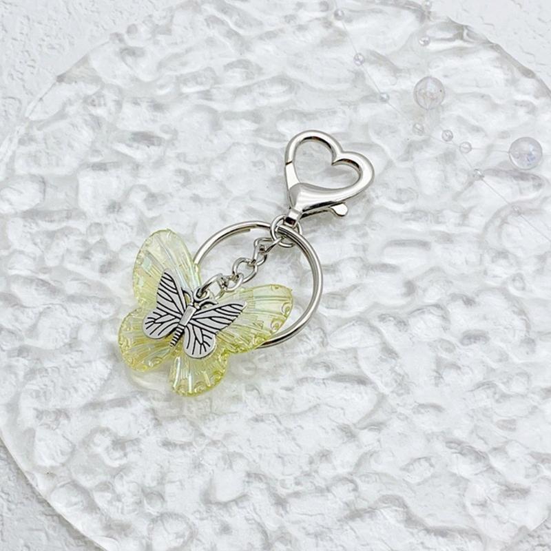 Elegant Butterfly Shaped Keychain Colorful Key Charm Transparent Butterfly Keyring Handbag Decoration for Women Girl